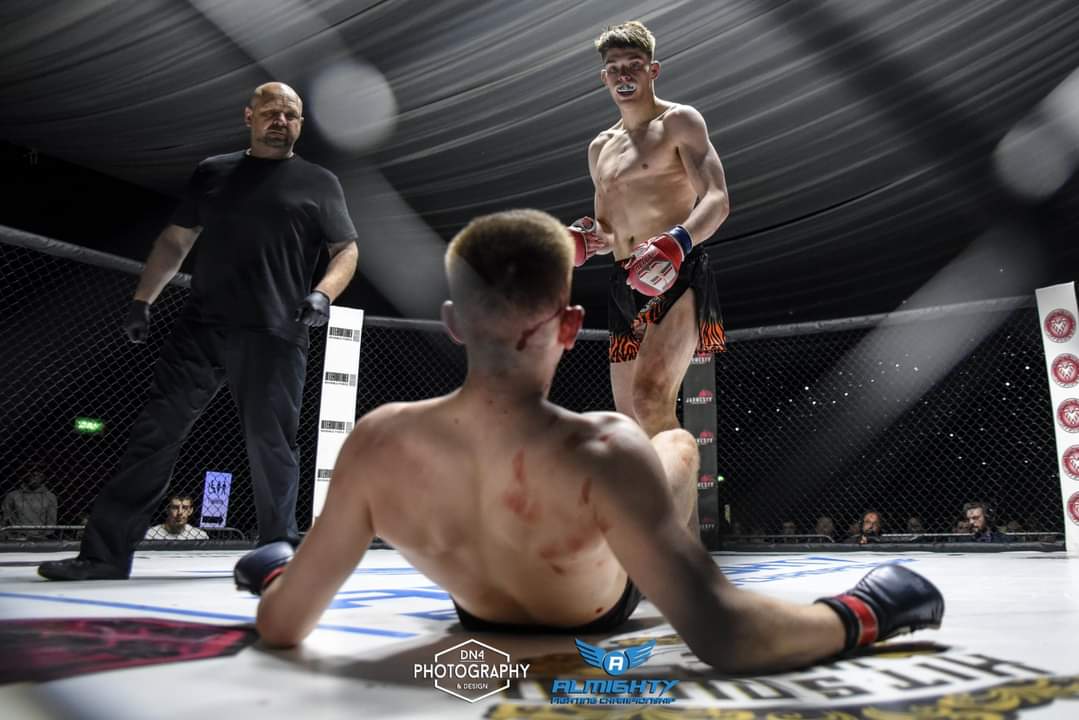 Fighter knocked down