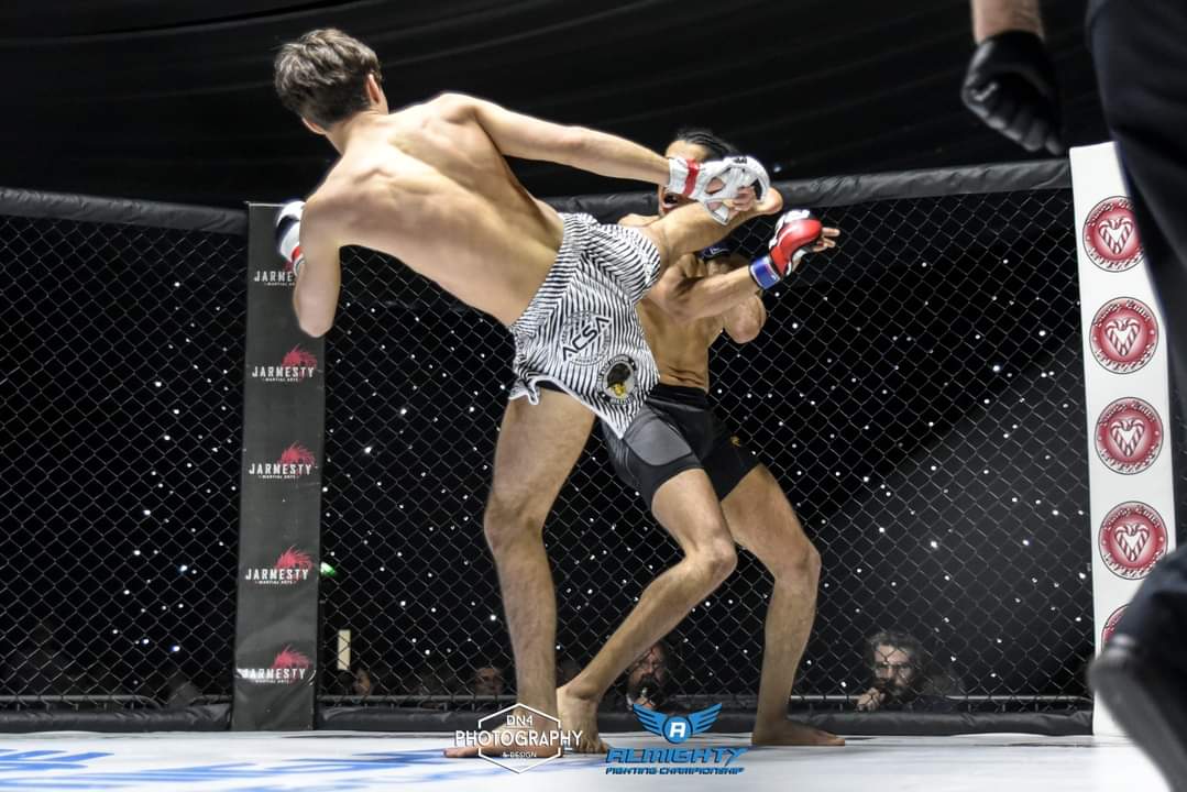 MMA team in the cae ge after a win